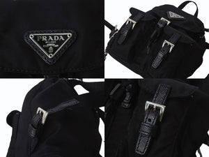 極美品 PRADA プラダ リナイロンミニチェーンショルダーバッグ リュック型 BZ0029 ナイロン レザー ブラック 中古 4b002892