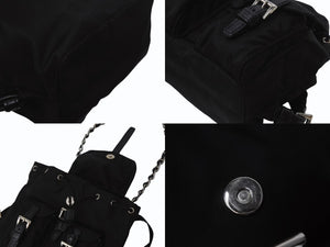 極美品 PRADA プラダ リナイロンミニチェーンショルダーバッグ リュック型 BZ0029 ナイロン レザー ブラック 中古 4b002892