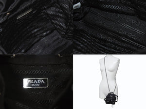 極美品 PRADA プラダ リナイロンミニチェーンショルダーバッグ リュック型 BZ0029 ナイロン レザー ブラック 中古 4b002892