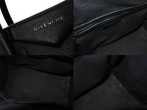 GIVENCHY ジバンシィ アンティゴナ 2WAYバッグ ショルダーバッグ ハンドバッグ ZE D 0195 レザー ブラック シルバー 美品 中古 4b002893