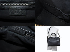 GIVENCHY ジバンシィ アンティゴナ 2WAYバッグ ショルダーバッグ ハンドバッグ ZE D 0195 レザー ブラック シルバー 美品 中古 4b002893