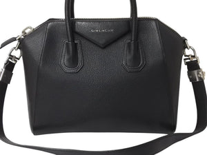 GIVENCHY ジバンシィ アンティゴナ 2WAYバッグ ショルダーバッグ ハンドバッグ ZE D 0195 レザー ブラック シルバー 美品 中古 4b002893