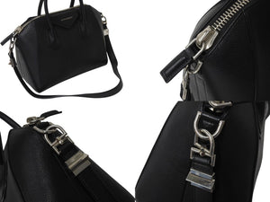 GIVENCHY ジバンシィ アンティゴナ 2WAYバッグ ショルダーバッグ ハンドバッグ ZE D 0195 レザー ブラック シルバー 美品 中古 4b002893