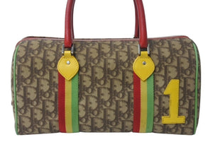Christian Dior クリスチャンディオール ハンドバッグ 05-MA-0054 トロッター柄 ラスタカラー ブラウン ガリアーノ期 美品 中古 4b002896