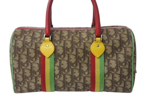Christian Dior クリスチャンディオール ハンドバッグ 05-MA-0054 トロッター柄 ラスタカラー ブラウン ガリアーノ期 美品 中古 4b002896