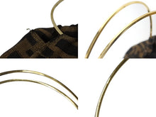 Load image into Gallery viewer, FENDI フェンディ ハンドバッグ 巾着 ヴィンテージ キャンバス カーキ ズッカ柄 メタルハンドル ゴールド金具 美品 中古 4b002899