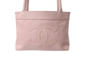 CHANEL シャネル ハンドバッグ ココマーク 9番台 キャビアスキン ココマーク パッチ ピンク ゴールド金具 イタリア製 美品 中古 4b002900