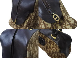 CHRISTIAN DIOR クリスチャンディオール トロッター ボストンバッグ ハンドバッグ 27cm ブラウン ベージュ ゴールド金具 美品 中古 4b002901