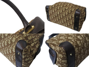 CHRISTIAN DIOR クリスチャンディオール トロッター ボストンバッグ ハンドバッグ 27cm ブラウン ベージュ ゴールド金具 美品 中古 4b002901