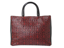 Load image into Gallery viewer, Givenchy ジバンシー 編みこみ ロゴ ハンドバッグ ゴートレザー プラスチック シルバー金具 手持ち 鞄 ブラック レッド 美品 中古 4b002902