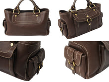 Load image into Gallery viewer, 極美品 CELINE セリーヌ ブギーバッグ ハンドバッグ ブラゾンロゴ CE00/35 レザー ブラウン ゴールド金具 中古 4b002904