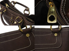 Load image into Gallery viewer, 極美品 CELINE セリーヌ ブギーバッグ ハンドバッグ ブラゾンロゴ CE00/35 レザー ブラウン ゴールド金具 中古 4b002904