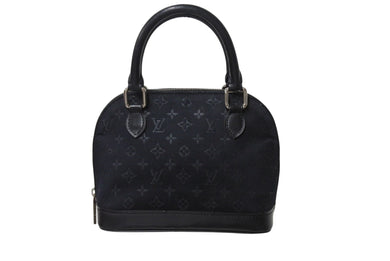 LOUIS VUITTON ルイヴィトン モノグラムサテン リトル アルマ ミニハンドバッグ M92146 ブラック シルバー金具 美品 中古 4b002906