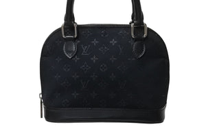 LOUIS VUITTON ルイヴィトン モノグラムサテン リトル アルマ ミニハンドバッグ M92146 ブラック シルバー金具 美品 中古 4b002906