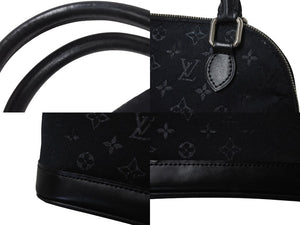 LOUIS VUITTON ルイヴィトン モノグラムサテン リトル アルマ ミニハンドバッグ M92146 ブラック シルバー金具 美品 中古 4b002906