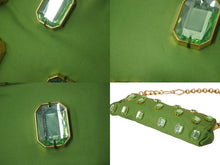 Load image into Gallery viewer, PRADA プラダ TESSUTO PIETRE CLUTCH BAG テスート ビジュー チェーンショルダー クラッチバッグ ナイロン グリーン 美品 中古 4b002907