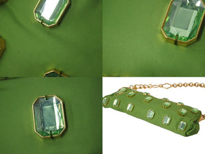 PRADA プラダ TESSUTO PIETRE CLUTCH BAG テスート ビジュー チェーンショルダー クラッチバッグ ナイロン グリーン 美品 中古 4b002907