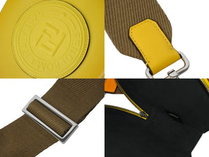 新品未使用 FENDI フェンディ 卓球 セット ラケット ショルダーケース イタリア製 イエロー レザー 中古 4b002909