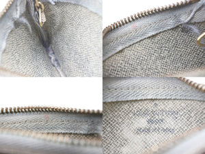LOUIS VUITTON ルイヴィトン ダミエ アズール ポシェット クレ N62659 コインケース ホワイト 小物 良品 中古 4b002922