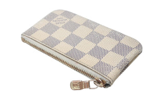 LOUIS VUITTON ルイヴィトン ダミエ アズール ポシェット クレ N62659 コインケース ホワイト 小物 良品 中古 4b002922