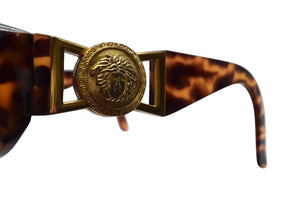 Gianni Versace ジャンニ ヴェルサーチ メデューサ ロゴ サングラス ブラウン プラスチック MOD 424 ゴールド金具 アイウェア 小物 美品 中古 4b002925