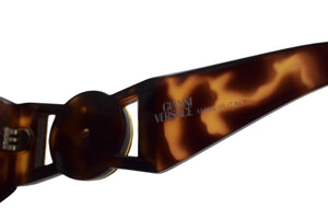 Gianni Versace ジャンニ ヴェルサーチ メデューサ ロゴ サングラス ブラウン プラスチック MOD 424 ゴールド金具 アイウェア 小物 美品 中古 4b002925