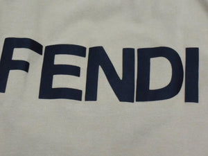 FENDI フェンディ タンクトップ ノースリーブ サイズ40 ロゴプリント コットン スパンデックス ベージュ ブラック 美品 中古 4b002930