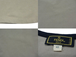 FENDI フェンディ タンクトップ ノースリーブ サイズ40 ロゴプリント コットン スパンデックス ベージュ ブラック 美品 中古 4b002930