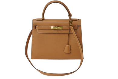 極美品 エルメス HERMES ケリー 28 2way バッグ クシュベル エプソン ナチュラル 外縫い 〇U刻印 中古 4b002938