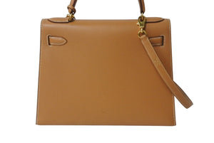 極美品 エルメス HERMES ケリー 28 2way バッグ クシュベル エプソン ナチュラル 外縫い 〇U刻印 中古 4b002938