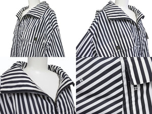 新品同様品 CHANEL シャネル ストライプ 24年 アノラック メンズ ココマーク ジャケット P76215 サイズ36 ブラック ホワイト 中古 4b002941
