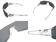 Load image into Gallery viewer, Christian Dior クリスチャンディオール ハート ロゴ リムレス サングラス ホワイト プラスチック ラインストーン 金属 120 YB795 シルバー金具 美品 中古 4b002948