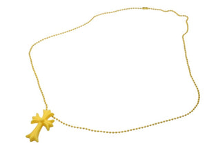 以前同様 CHROME HEARTS クロムハーツ ラバースモール CHクロス シリコンネックレス ラバー イエローボールチェーン 2019 7.7g 中古 4b002949 
