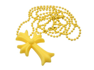 以前同様 CHROME HEARTS クロムハーツ ラバースモール CHクロス シリコンネックレス ラバー イエローボールチェーン 2019 7.7g 中古 4b002949 