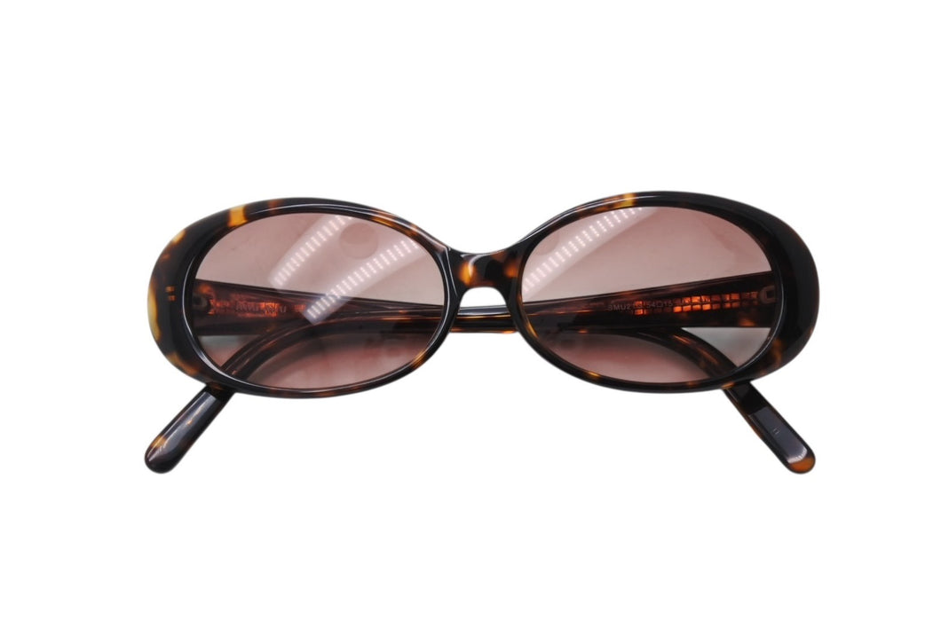 MIUMIU ミュウミュウ ラインストーン ロゴ サングラス ブラウン プラスチック 54☐15 SMU21G シルバー金具 アイウェア 小物 美品 中古 4b002953