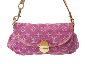 極美品 LOUIS VUITTON ルイヴィトン ミニプリーティ ワンショルダーバッグ M95216 モノグラム デニム ピンク 中古 4b002954