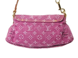 極美品 LOUIS VUITTON ルイヴィトン ミニプリーティ ワンショルダーバッグ M95216 モノグラム デニム ピンク 中古 4b002954