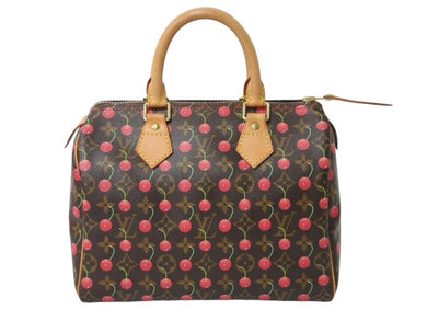 極美品 LOUIS VUITTON ルイヴィトン スピーディ25 ハンドバッグ M95009 モノグラム チェリー レザー 村上隆 中古 4b002956