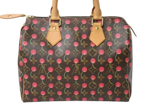 極美品 LOUIS VUITTON ルイヴィトン スピーディ25 ハンドバッグ M95009 モノグラム チェリー レザー 村上隆 中古 4b002956