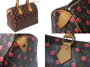 極美品 LOUIS VUITTON ルイヴィトン スピーディ25 ハンドバッグ M95009 モノグラム チェリー レザー 村上隆 中古 4b002956