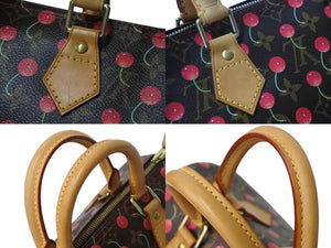 極美品 LOUIS VUITTON ルイヴィトン スピーディ25 ハンドバッグ M95009 モノグラム チェリー レザー 村上隆 中古 4b002956