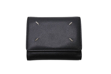 極美品 Mainson Margiela メゾンマルジェラ 三つ折り財布 四つタグ カーフ ブラック SA3UI0017P4745T8013 中古 4b002957