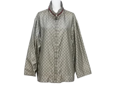 GUCCI グッチ シェリーライン GG柄 ナイロン ジップアップジャケット 219382 Z7313 ベージュ サイズ48 美品 中古 4b002964 