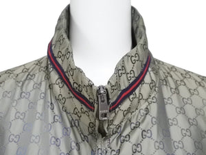 GUCCI グッチ シェリーライン GG柄 ナイロン ジップアップジャケット 219382 Z7313 ベージュ サイズ48 美品 中古 4b002964 