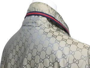 GUCCI グッチ シェリーライン GG柄 ナイロン ジップアップジャケット 219382 Z7313 ベージュ サイズ48 美品 中古 4b002964 