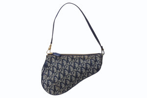 CHRISTIAN DIOR クリスチャンディオール トロッター サドルバッグ ワンショルダーバッグ サドルポーチ ネイビー 美品 中古 4b002967