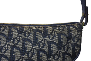 CHRISTIAN DIOR クリスチャンディオール トロッター サドルバッグ ワンショルダーバッグ サドルポーチ ネイビー 美品 中古 4b002967
