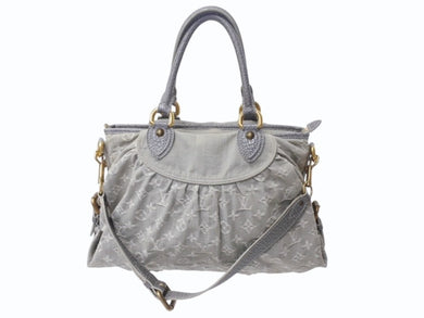 LOUIS VUITTON ルイヴィトン ネオカヴィMM 2WAYハンドバッグ M95837 モノグラムデニム グレー アンティークゴールド 美品 中古 4b002968