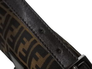 極美品 FENDI フェンディ マンマバケット ワンショルダーバッグ 26424 ズッカ柄 キャンバス レザー ブラウン シルバー金具 中古 4b002969
