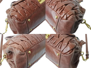MIUMIU ミュウミュウ ハンドバッグ ショルダーバッグ マテラッセ 2way レザー ブラウン ゴールド金具 美品 中古 4b002972